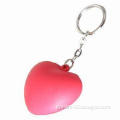 Heart-shaped PU foam keychain, customized logo printings are accepted